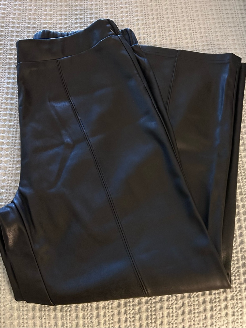 bagatelle Black Faux Leather Womens Wide-Leg Pants. L